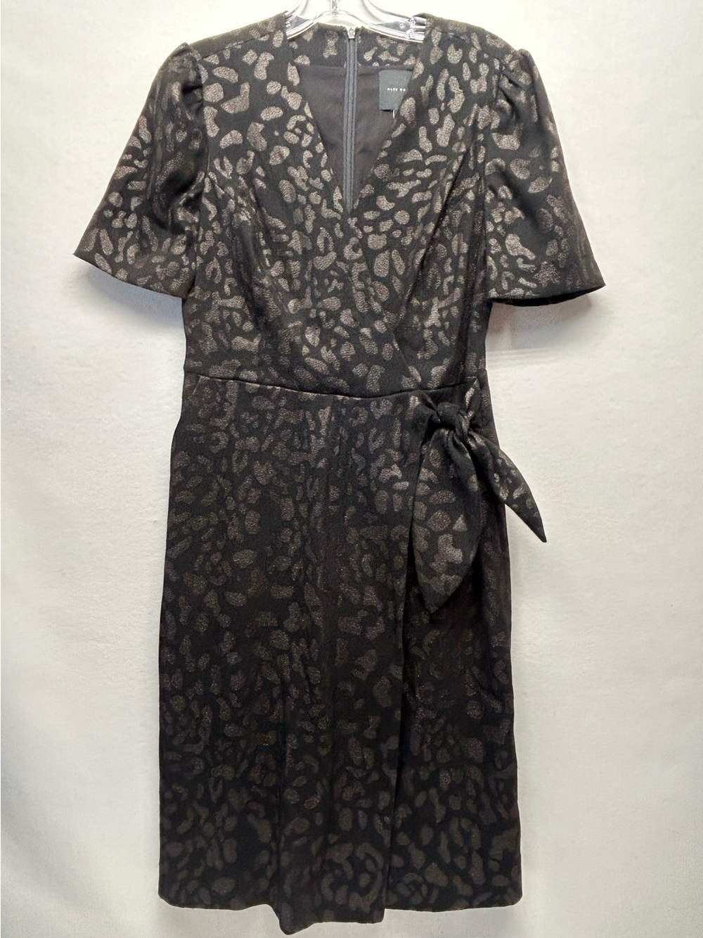 Black Metallic Animal-Print Wrap Dress size 6